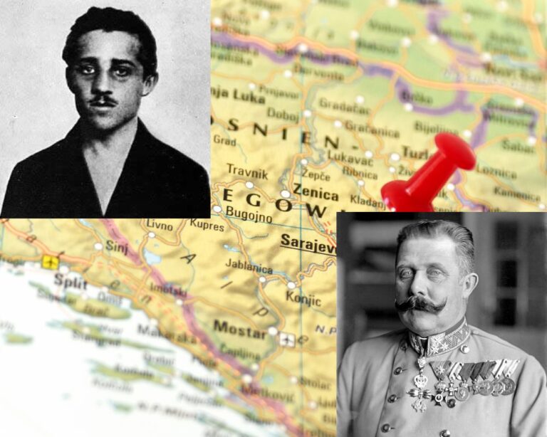 Slike Gavrila Principa i Franza Ferdinanda na karti BiH, i Sarajeva