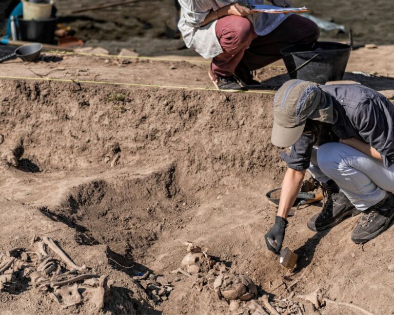 Arheolog radi na areheološkom terenu